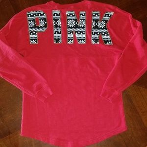 PINK Victoria's Secret Holiday Bling Varsity Crew